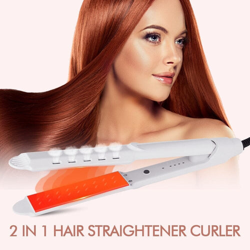 Two-in-one hair straightener and curler with ten-second heating and four temperature-adjustable gears in ceramic tourmaline ionic curling iron-Fusion Fills